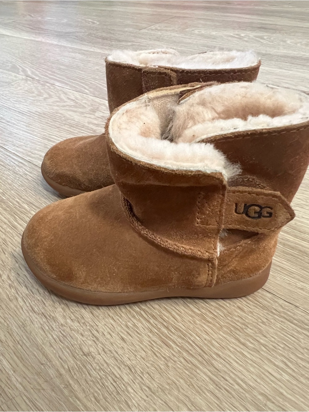 UGG Kids Chestnut Brown Suede Shearling Booties